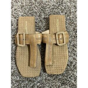 Women’s Kelsi Dagger Brooklyn Tan Square Flip Flop Sandals Size 7
